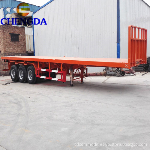 Tanzania Used 3 Axles 40ft Flatbed Semi Trailer For Sale